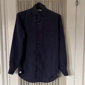 Loro Piana navy blue linen shirt